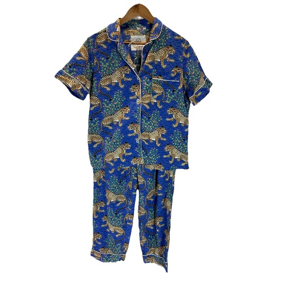 Other - Print Fresh Bagheera Pajama Set Size SM Leopard Print Blue short slv Top &  Pant